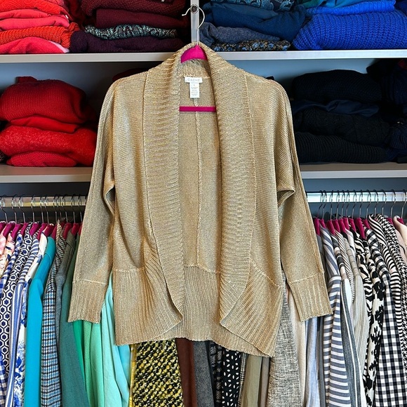 Cache gold with metallic threads long sleeve open front cardigan size XS - Picture 1 of 3